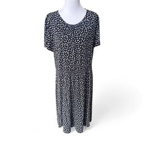 BODEN | SZ 12  Evangeline jersey knit short sleeve A-line dress in a navy blue